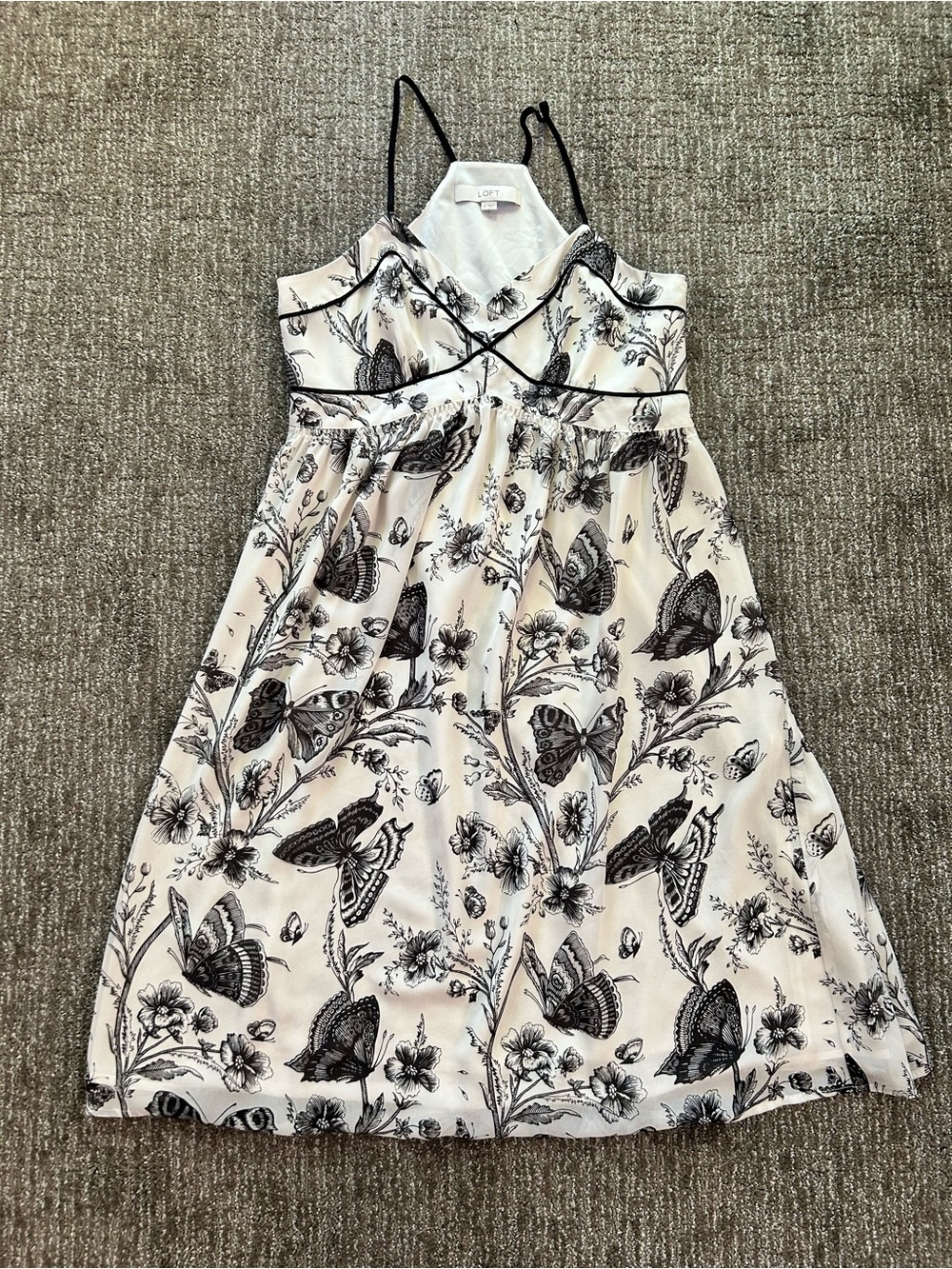 White Butterfly Print Dress